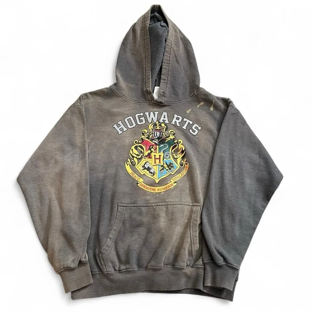 Harry Potter Hogwarts Pullover Hoodie Size Medium Thrashed Grunge Skate